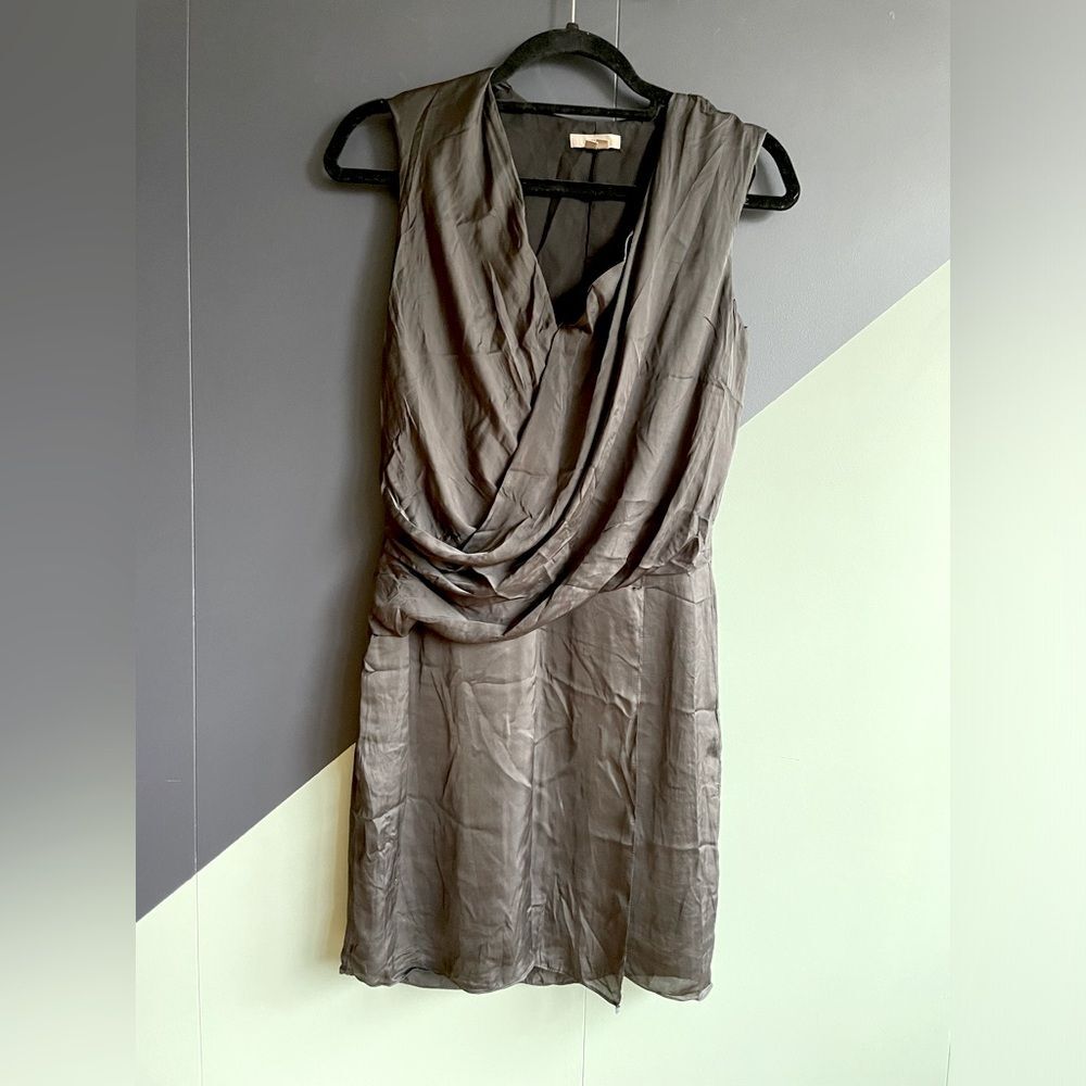 Helmut Helmut Lang dark grey sleeveless wrap front mini dress size XS
